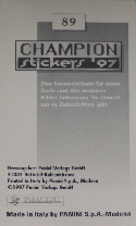 1997 Panini Champion Stickers Nr. 89 Jeremies (2)